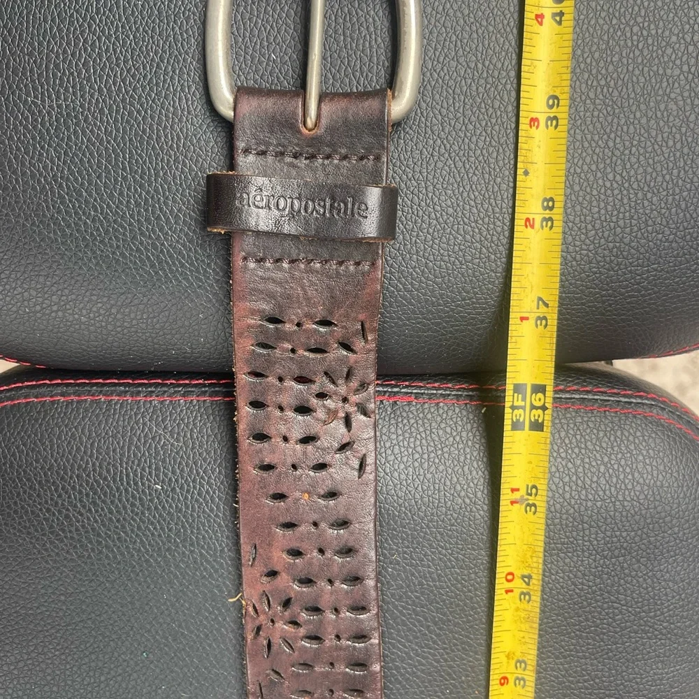 AEROPOSTALE Belt Genuine leather brown with silver buckle - Picture 4 of 7